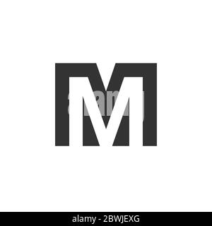 Letter M typography logo vector with negative space style design isolated on a white background Stock Vector