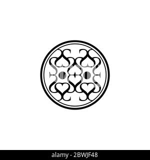 Abstract ethnic geometric symbol in circle shape vector design illustration isolated on a white background Stock Vector