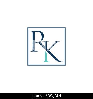 Letter RK logo design concept inside square shape isolated on a white background Stock Vector