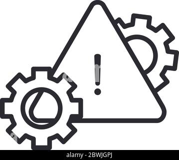 alert icon, settings warning sign, attention danger exclamation mark precaution information, line style design vector illustration Stock Vector