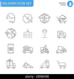 Delivery thin line icon set Stock Vector