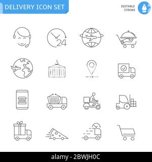Delivery thin line icon set Stock Vector