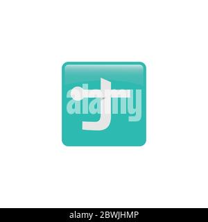 Letter T square mobile apps icon button style technology logo design vector Stock Vector