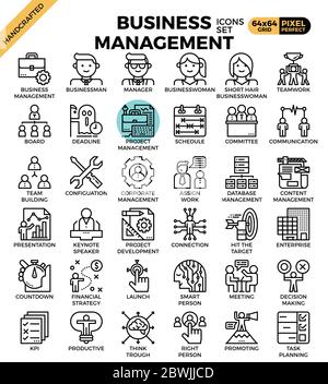 Business management concept detailed line icons set in modern line icon style for ui, ux, website, web, app graphic design Stock Vector