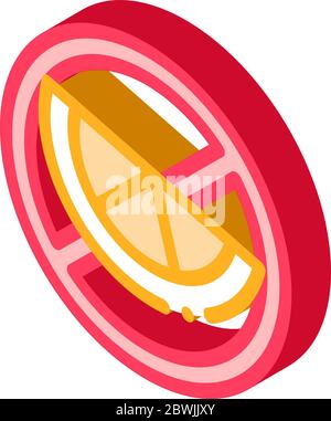 Allergen Free Sign Citrus isometric icon vector illustration Stock Vector