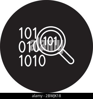 magnifying glass with binary code line style Stock Vector