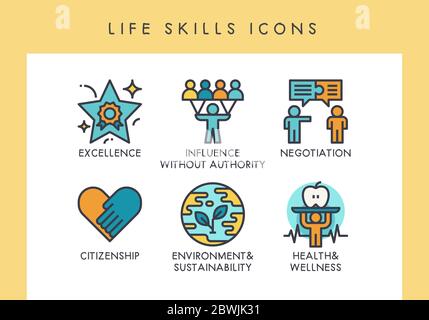 Life skill concept icons for web, app, presentation, etc. Stock Vector