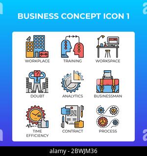 Business concept icons set in modern line icon style for ui, ux, web, mobile app design, etc. Stock Vector