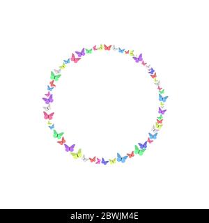 Colorful butterflies circle shape Stock Vector