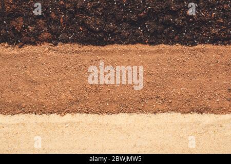 Different types of soil as background Stock Photo