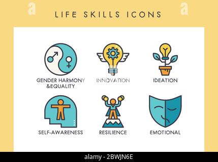 Life skill concept icons for web, app, presentation, etc. Stock Vector
