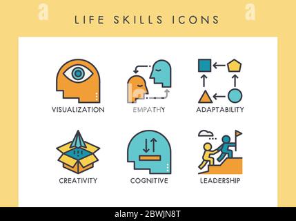 Life skill concept icons for web, app, presentation, etc. Stock Vector