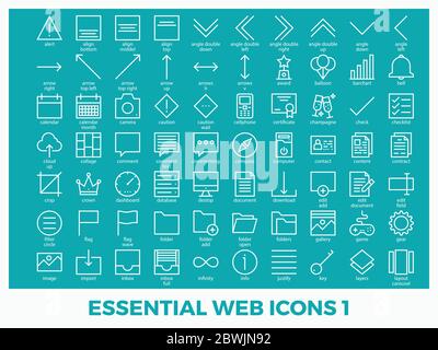 Essential mixed web icons set in modern line icon style for ui, ux, website, web, app graphic design Stock Vector
