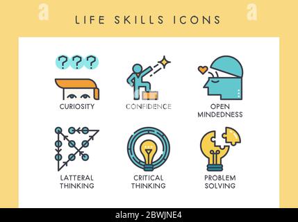 Life skill concept icons for web, app, presentation, etc. Stock Vector