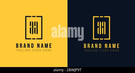 This logo icon incorporate with abstract rectangle shape and typeface in the creative way. Modern letter logo design in yellow and black background. Stock Vector