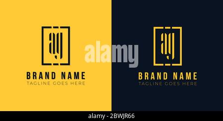 This logo icon incorporate with abstract rectangle shape and typeface in the creative way. Modern letter logo design in yellow and black background. Stock Vector