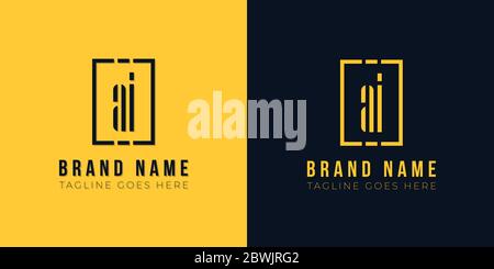 This logo icon incorporate with abstract rectangle shape and typeface in the creative way. Modern letter logo design in yellow and black background. Stock Vector