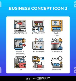 Business concept icons set in modern line icon style for ui, ux, web, mobile app design, etc. Stock Vector