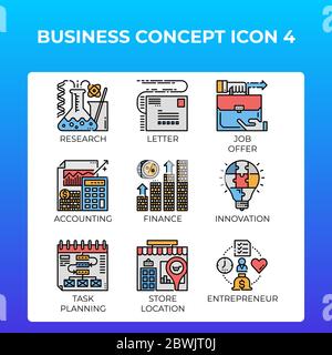 Business concept icons set in modern line icon style for ui, ux, web, mobile app design, etc. Stock Vector