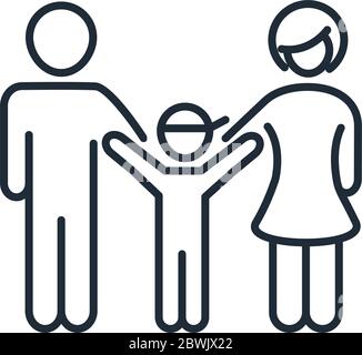 father mother and son happy members family day, icon in outline style vector illustration Stock Vector