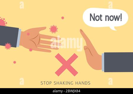Stop shaking hands during COVID-19 outbreak, flat style illustration Stock Vector