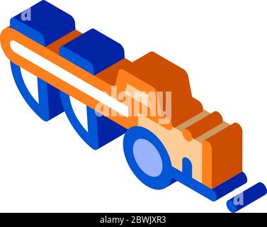 Agricultural Cultivator isometric icon vector illustration Stock Vector