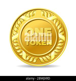 Golden One Token coin icon Stock Vector