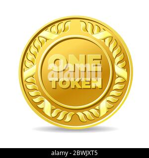 Golden One Token coin icon Stock Vector