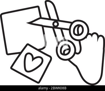 hand with scissors cutting line style icon Stock Vector