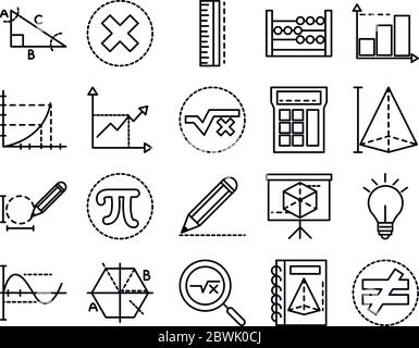 math education school science icons collection line and style vector illustration Stock Vector