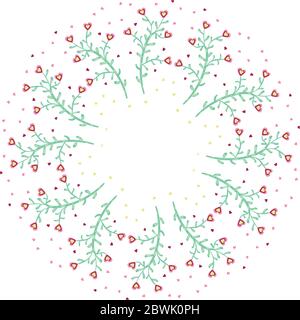 round frame with heart flowers vector illustration Stock Vector