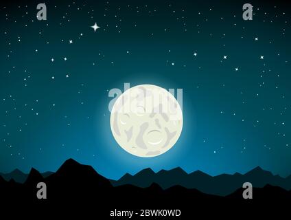 moon mountains and star constellations Stock Vector