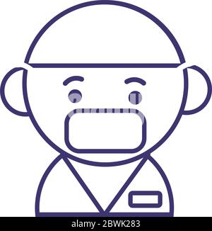 doctor wearing medical mask kawaii line style Stock Vector Image & Art ...