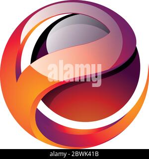 E Letter Ball Sphere Abstract Technology Red 3D Logo Icon Stock Vector