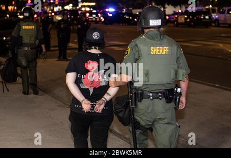 Anaheim, California, USA. 1st June, 2020. Around 1,000 people took to the streets of Anaheim Monday June 01, 2020 to protest the death of George Floyd. Credit: Kevin Warn/ZUMA Wire/Alamy Live News Stock Photo