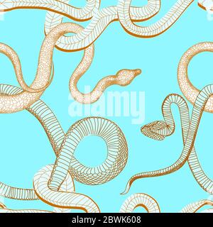 Adjoining, amphibian Snakes seamless pattern Stock Vector