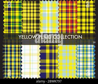 Yellow Plaid Tartan Seamless Pattern Collection - Yellow Plaid tartan seamless pattern collection includes 10 designs suitable for fashion textiles Stock Vector