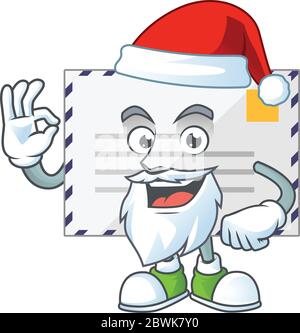 Letter Santa cartoon design concept with ok finger Stock Vector