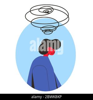 Young man in depression portrait. Male patient with psychological problems, Teenager needed professional support. Mental health. Vector flat illustrat Stock Vector