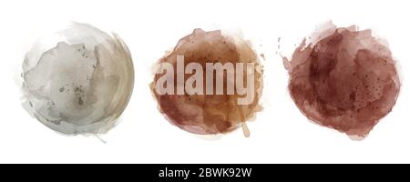 Set of hand drawn vintage watercolor circles frames,  Watercolor splash stain for background, banner, poster, card, brochure Stock Vector
