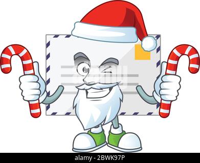 Cartoon character of letter as a Santa having candies Stock Vector