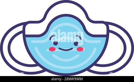 face mask accessory kawaii line style Stock Vector Image & Art - Alamy