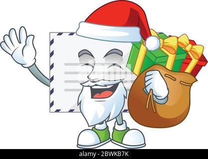 Santa letter Cartoon drawing design with sacks of gifts Stock Vector