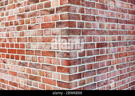 Corner and edge of red brick and brick wall as background texture Stock Photo