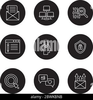 set of digital contents icons Stock Vector