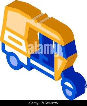 Public Transport Rickshaw isometric icon vector illustration Stock Vector