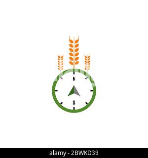 wheat compass vector design template illustration Stock Vector