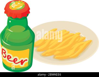 Belgian food icon, isometric style Stock Vector