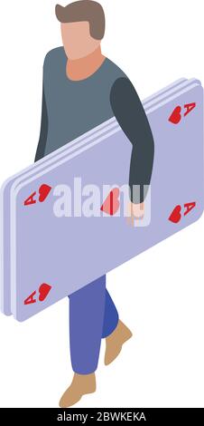 Playing cards addiction icon, isometric style Stock Vector
