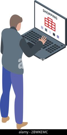Shopaholic icon, isometric style Stock Vector